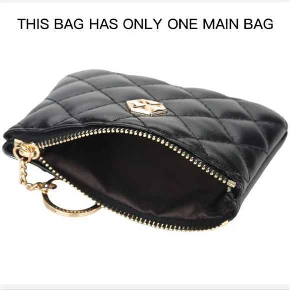 Women's Vegan Leather Zip Change Coin Purse Card Wallet with Keychain Ring Gifts - Picture 3 of 5